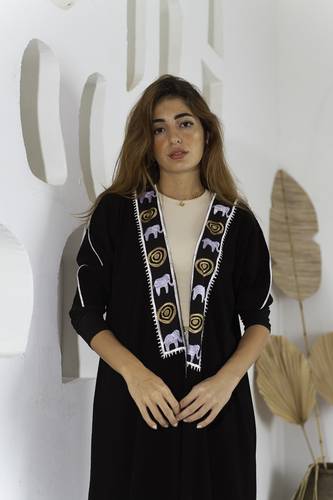 White & Gold Embroidered Elephant 
