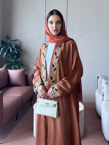  Washed camel  with gold embroidery 