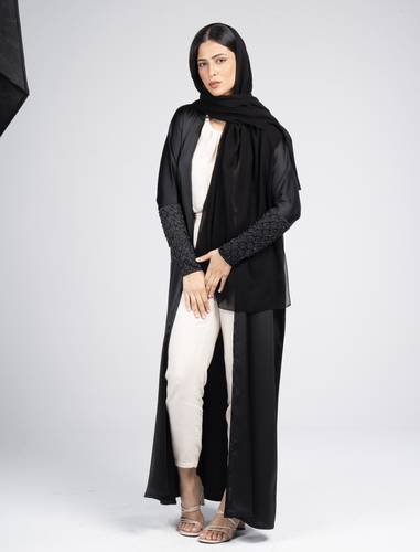        Black with black beaded pearl sleeve