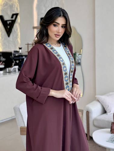   Burgundy with goldish embroidery