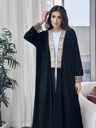     Black with gold embroidery and printed sleeves