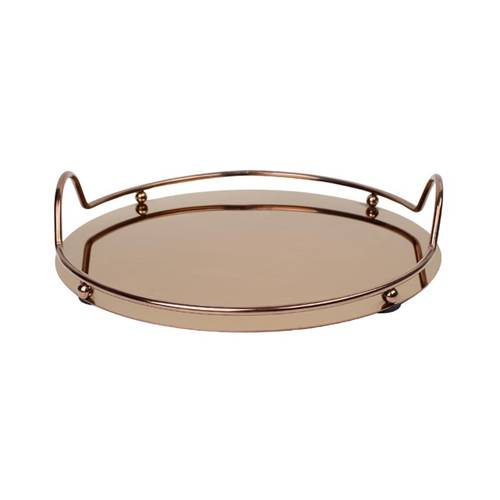 Stainless Steel Round Serving Tray Rose Gold – 30 cm