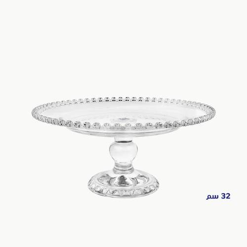 Glass dessert plate with base