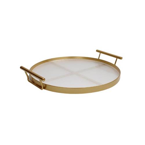 Black Iron Serving Tray with Acrylic Base – Round 25 cm