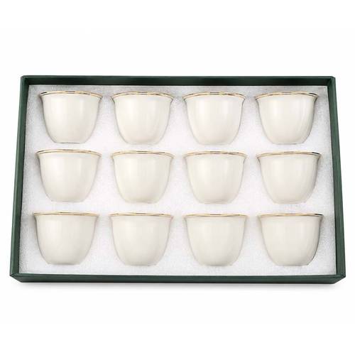 Gold Line Coffee Cups Set | 12 Pieces