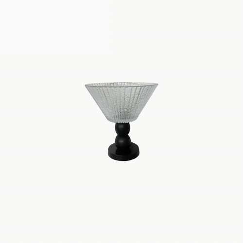 Glass Serving Vase with Wooden Base - Black