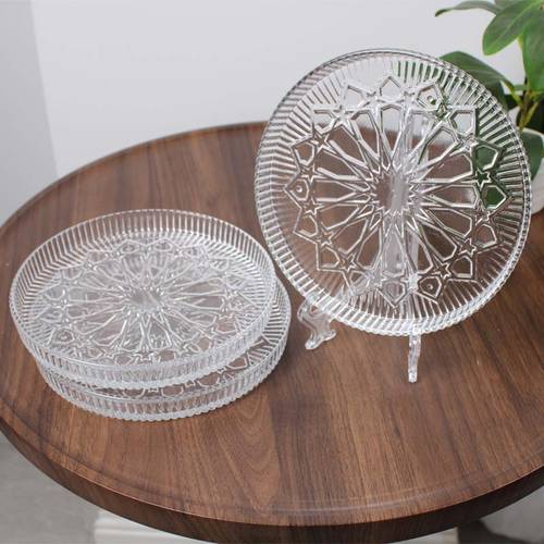 Glass Serving Plates Set 3 Pieces 16 cm