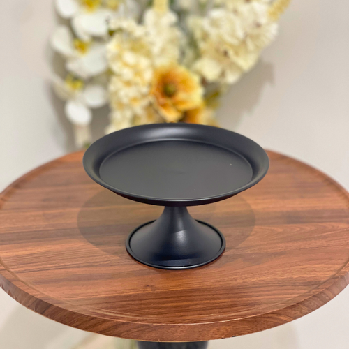 Black Serving Plate with Base – 16 cm