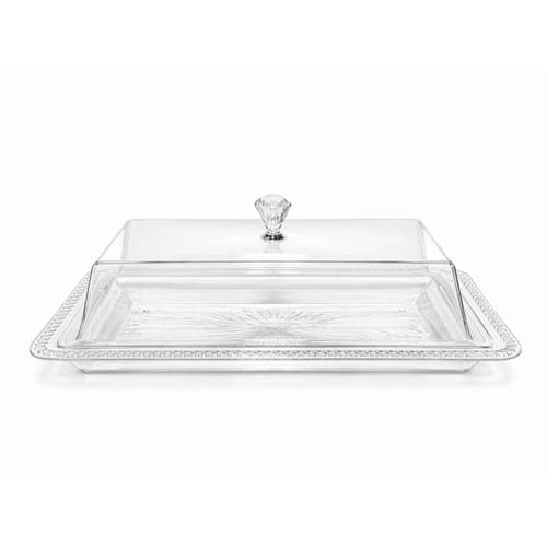 Acrylic Rectangular Serving Tray with Lid 47×25 cm