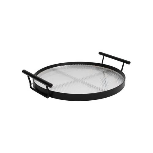 Black Iron Serving Tray with Acrylic Base – Round 25 cm