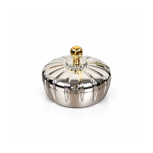 Elegant Silver Chrome Date Bowl with Gold Touch