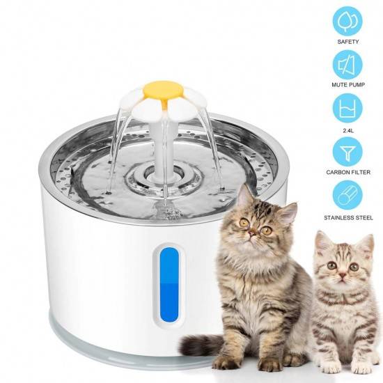 نافورة مياه كهربائية ستيل مع فلتر للقطط والكلاب 