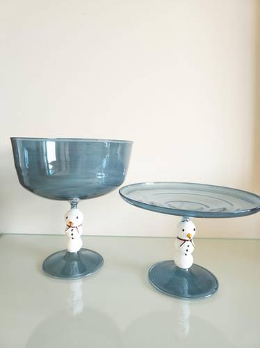 Transparent bowl and flat platter