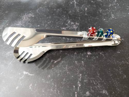 Pasta tong with colored stones (stainless)