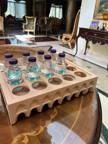 Wooden bottle tray beige