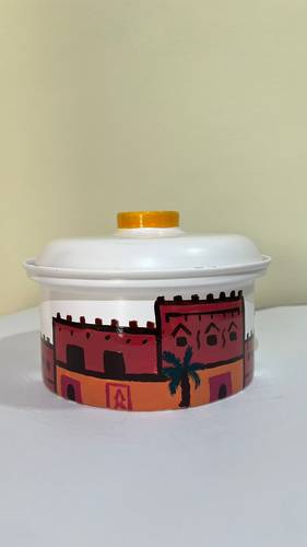 Medium casserole aluminum for food hand painted 18 cm