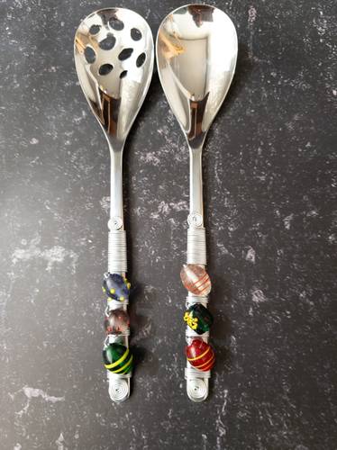 Salad  serving sets with colored stones