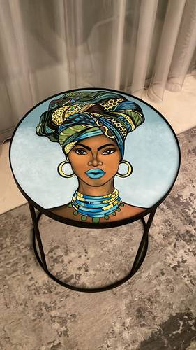 Two african tables hand painted