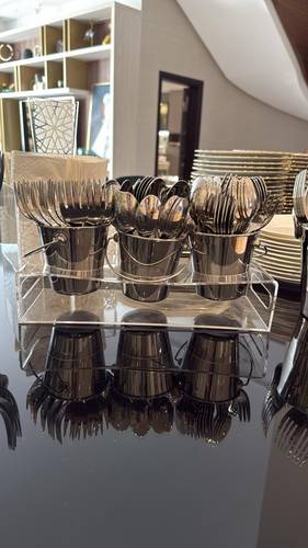 Plexi stand with 3 bowls for cutlery