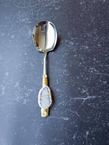 Serving spoons with agate