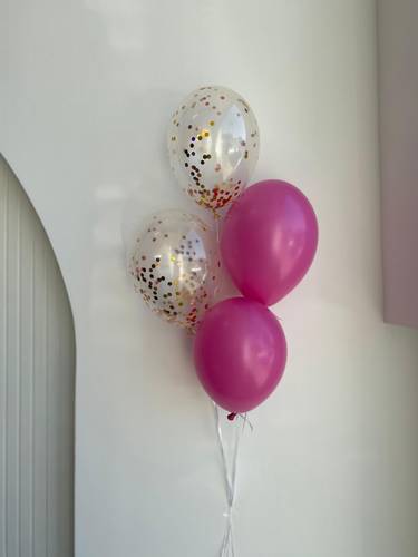 4FUCHSIA AND TRANPARENT  helium balloons