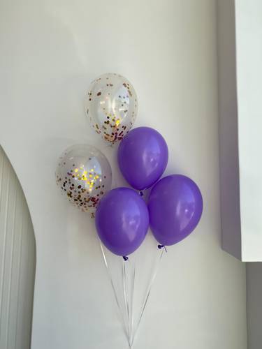 5PURPLE AND TRANPARENT  helium balloons
