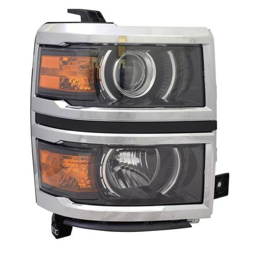 Right Headlight Headlamp Assy For Chevy Silverado Chrome Bezel