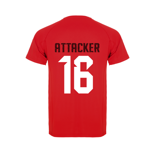 تيشيرت رياضي أحمر بتصميم ATTACKER