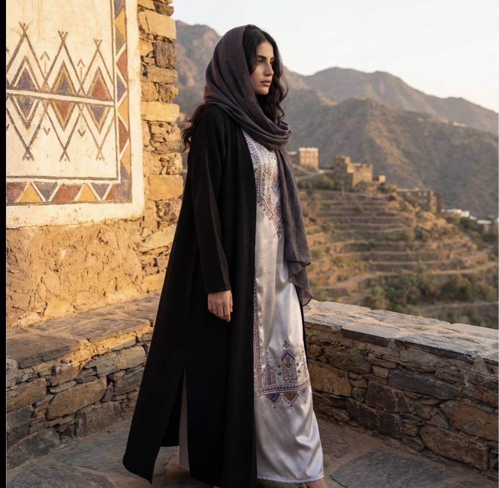 عباية مطرزه مع ثوب