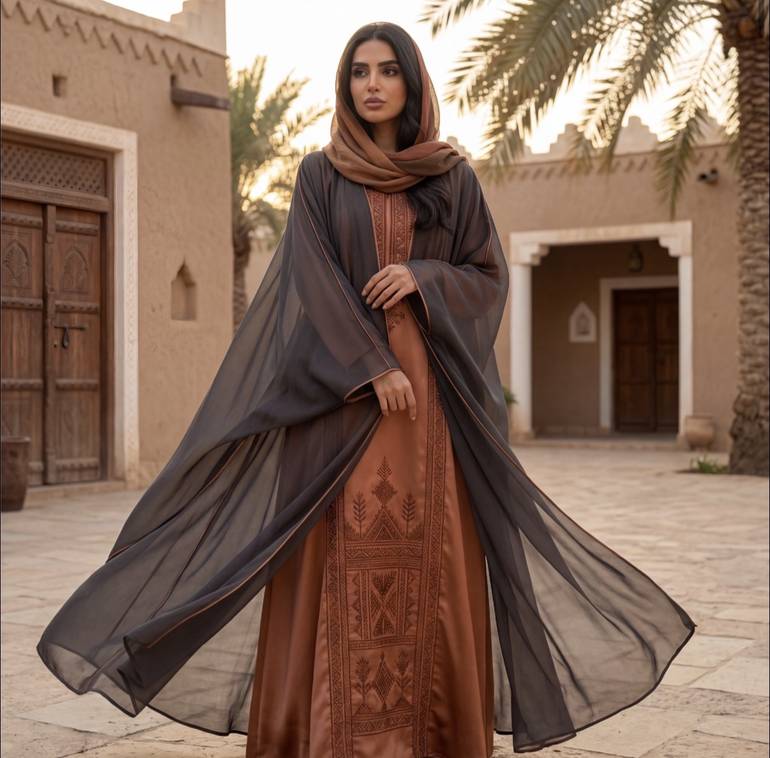 عباية مطرزه مع ثوب
