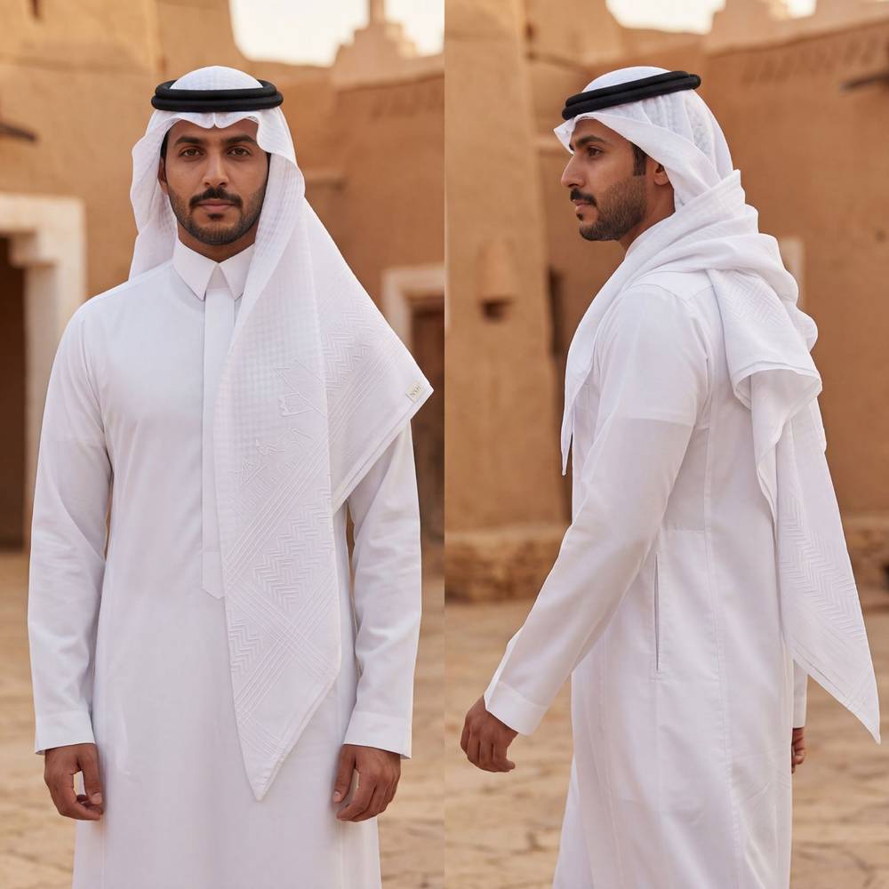 شماغ ابيضّ الدرعية يلبس على الوجهين