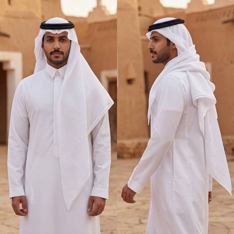 شماغ ابيضّ الدرعية يلبس على الوجهين