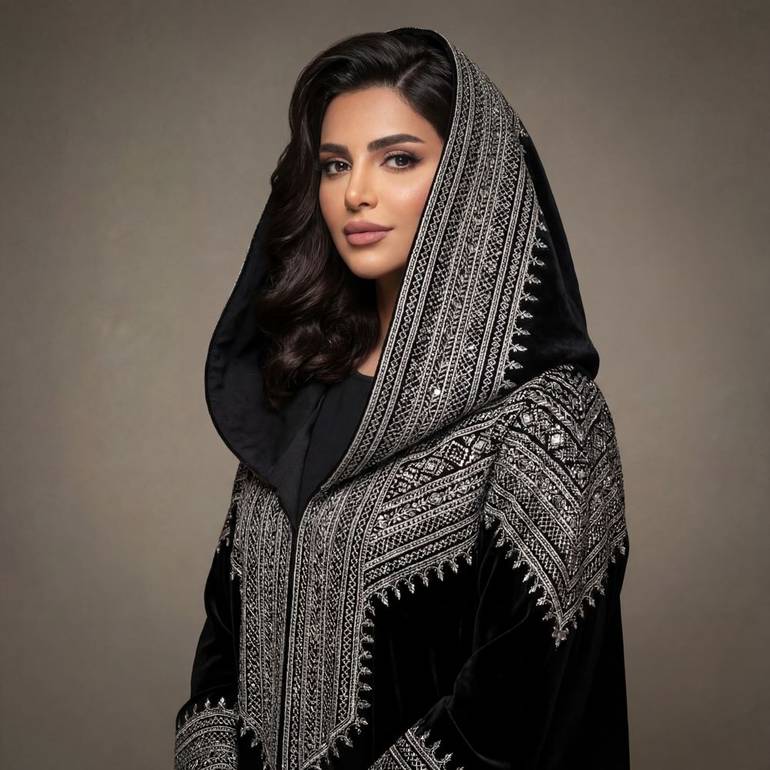 عبايه شتويه مطرزه وطرحه