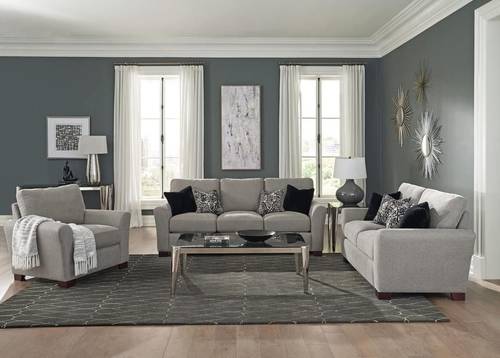 Nisha sofa set - triple, size 220 cm - triple, size 220 cm - chair, size 85 cm, Swedish wood - gray sugar chenille fabric (without cushions)