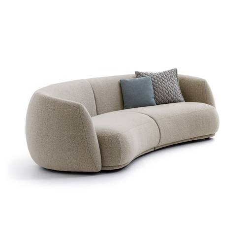 Quad sofa, size 250 cm, Maybach 3 model, beige color - Swedish wood - bouclé fabric - (without cushions)