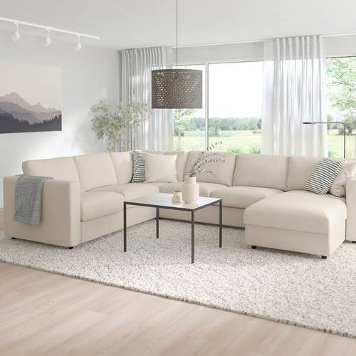 Corner sofa, Rain model, 400 cm * 300 cm * 200 cm, sugar beige color - Swedish wood - velvet fabric (without cushions)