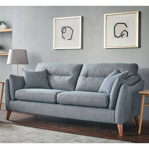 Triple sofa, size 200 cm, Zara model - gray color - Swedish wood - linen fabric - (without cushions)