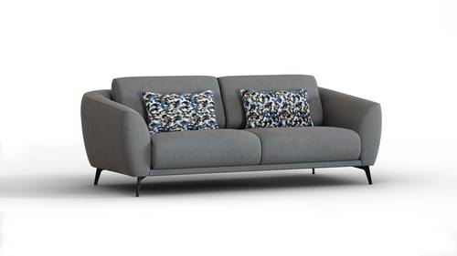 Triple sofa, size 220 cm, Robin model - gray color - Swedish wood - velvet fabric (without cushions)