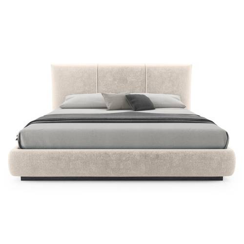Bed size 200 cm and length 200 cm, Sergio model, Swedish wood, bouclé fabric, beige color, without mattress, pillows and bed accessories