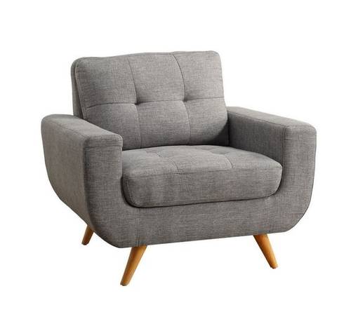 كرسي موديل لوكتش 3 90سم*80*90سم - رصاصي - خشب سويدي - قماش كتان (بدون وسادة) 