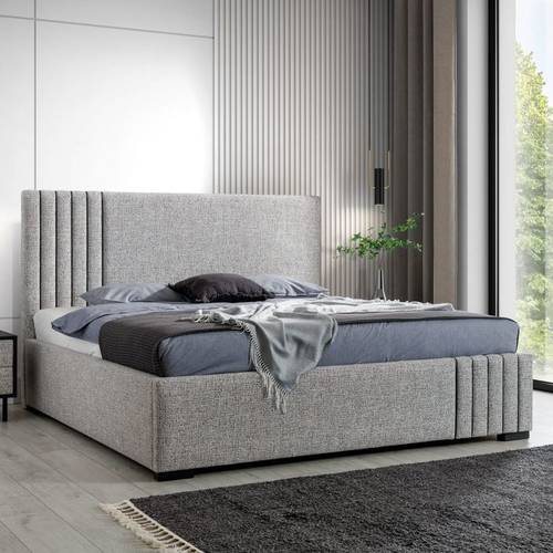 Bed size 200 cm and length 200 cm, Washington model, Swedish wood, chenille fabric, smoke color, without mattress, pillows and bed accessories