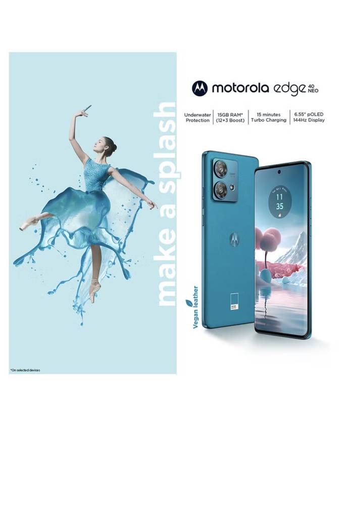 Edge 40 Neo 5G جلد نباتي - بحر مهدئ، ذاكرة وصول عشوائي 12 جيجابايت، 256 جيجابايت - إصدار الشرق الأوسط