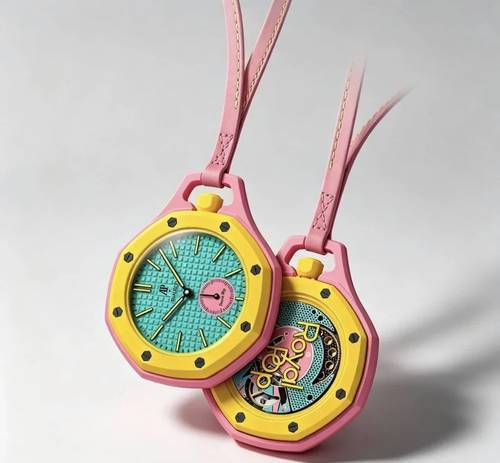 ساعة جيب Royal Pop Audemars Piguet X Swatch - وردي إطار أصفر