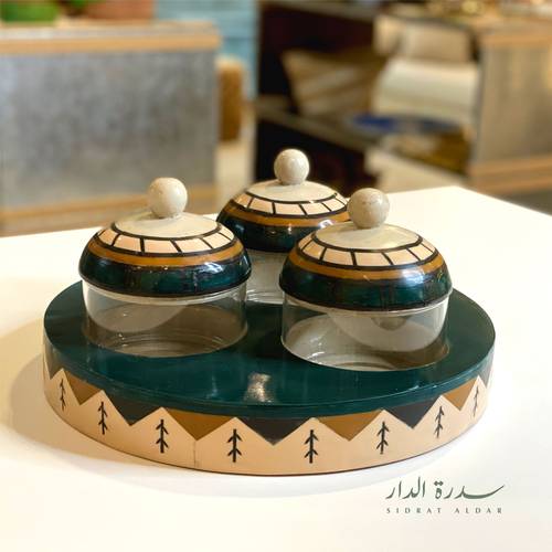 صينية تقديم  دائرية نقش تراثي