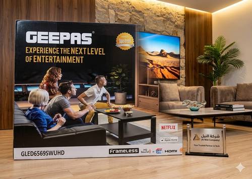 شاشة جيباس 65 بوصة سمارت 4K UHD LED – نظام ويبوس – تصميم بدون إطار