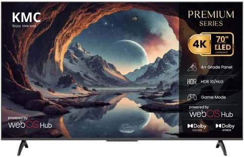 شاشة كي ام سي 70 بوصة  ضد الكسر 4K  مع ريسيفر مدمج نظام ويبوس - K24M70298U