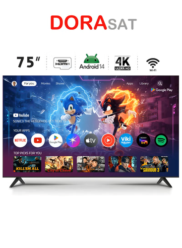 شاشة دوراسات 75 بوصة سمارت LED – 4K UHD – أندرويد 14 – تصميم أنيق