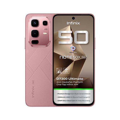 Infinix Note 50X 5G Smartphone, 256GB Storage + 16GB RAM (8GB + 8GB Extended), Pink