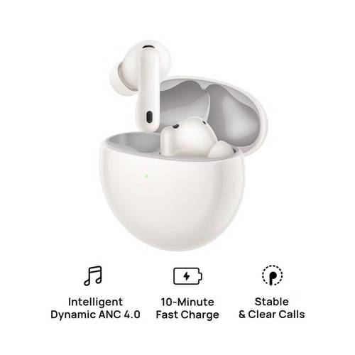 سماعات هواوي FreeBuds 7i اللاسلكية بتقنية Bluetooth، بخاصية إلغاء الضوضاء الذكي 4.0، وصوت محيطي بلا حدود، متوافقة مع iOS وAndroid، مكالمات ثابتة وواضحة، شحن سريع، لون أبيض.