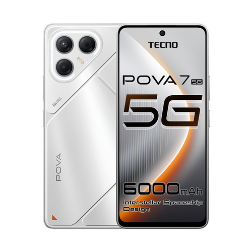 جوال تكنو POVA 7 5G ذاكرة 256/16GB (رام موسعة 8+8) لون فضي